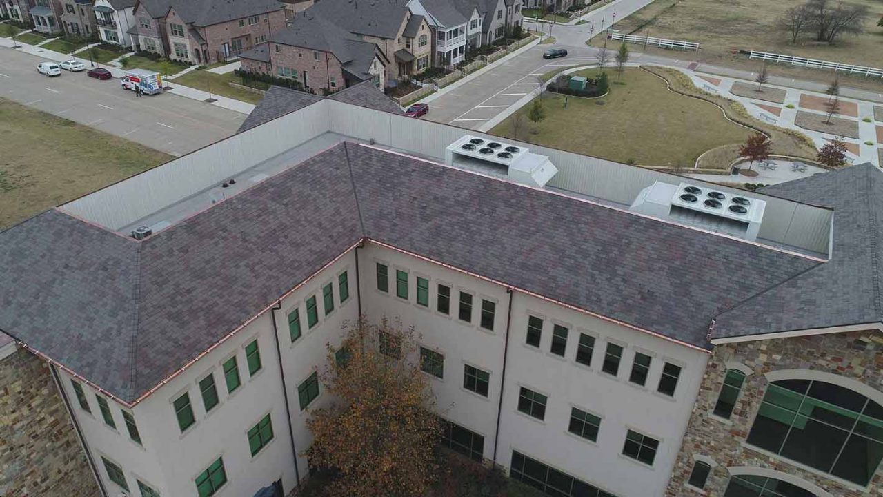 Elevated Roofing in Frisco, TX - Town Square - Side View
